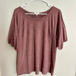 Dylan Luxe Suede Purple Short Sleeve Blouse, Size S